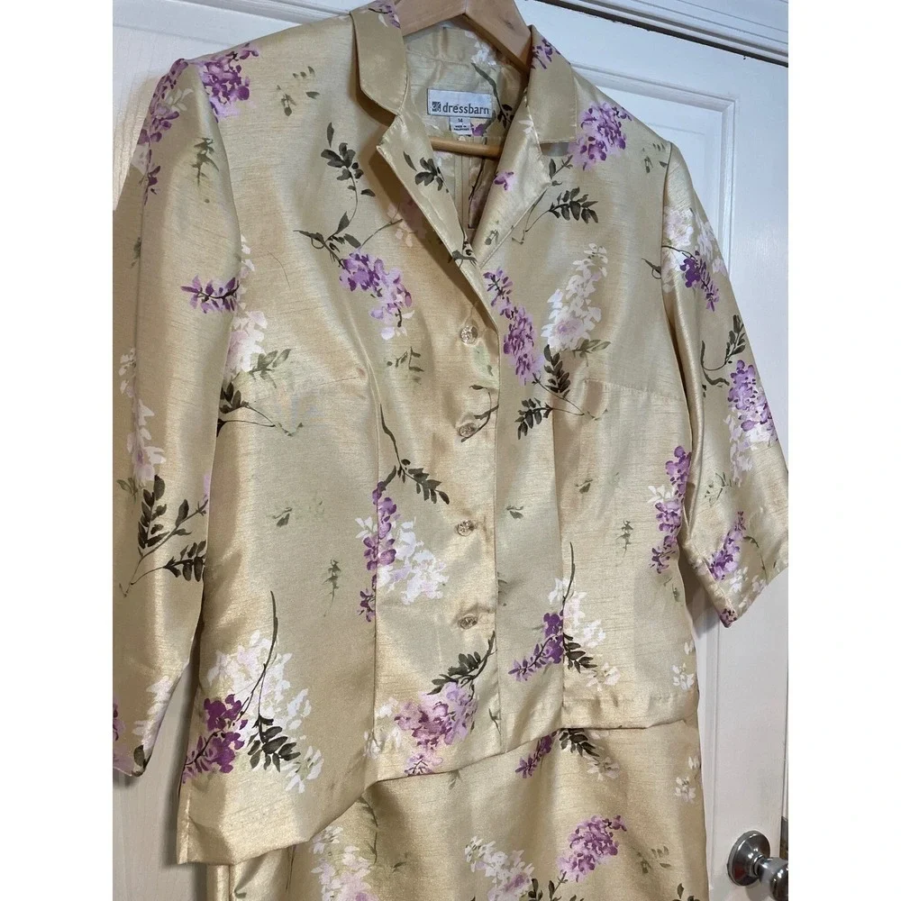 Pastel Yellow Floral Tank Midi Dress Jacket Set Elegant Party Church XL 14 Chic‎